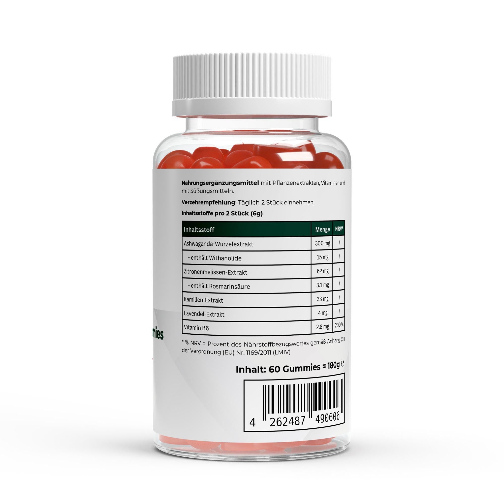 Premium Ashwagandha Gummies 300 + Vitamin B6,- 60 Stk